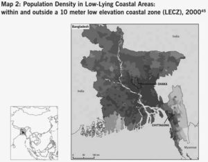 Map of Population Density in low-lying Coastal Areas