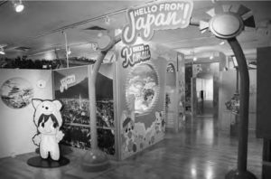 photo of a merchandise booth saying hello from japan