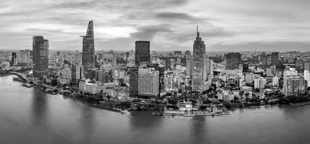 aerial view of a city skyline