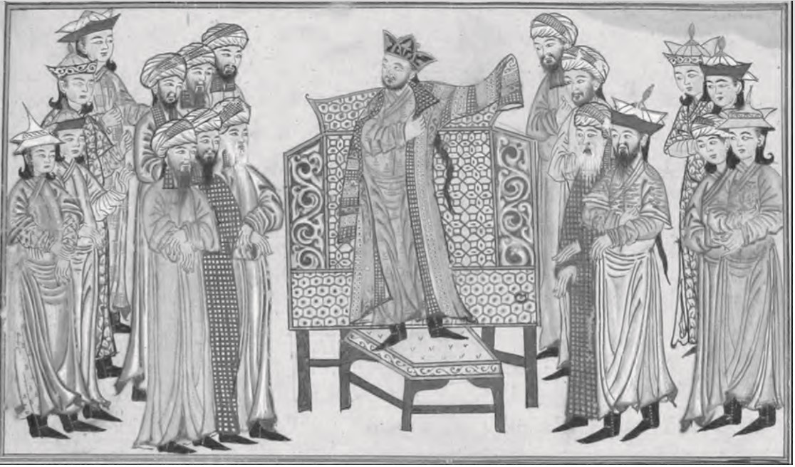 illustration of a man speaking to several men