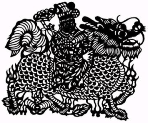 illustration of a man riding a dragon