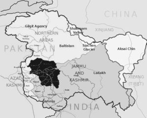 Map of Kashmir valley, Jammu and Ladakh