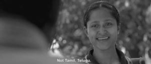 photo of a young woman smiling, with the caption "not tamil, telugu"