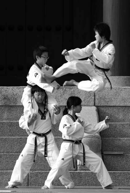 Taekwondo practice.