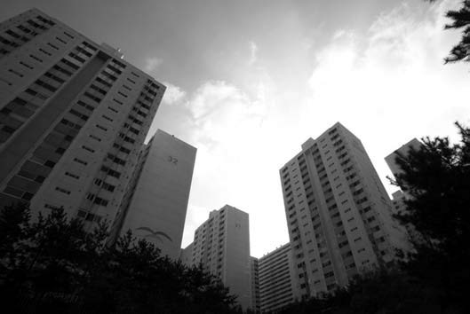 Highrise apartments in Korea.