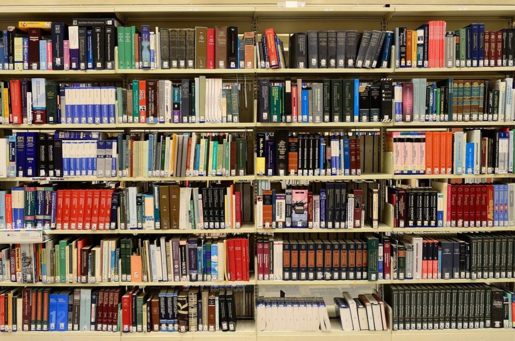Photo of library bookshelves