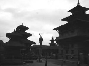 a plaza with temples on each side