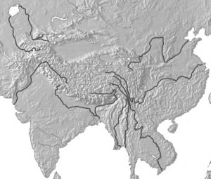 A map of Asia's major rivers.