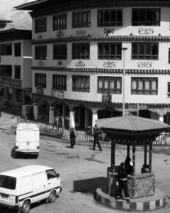 Police direct traffic in a city area. 