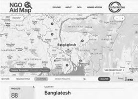 screen cap of a NGO aid map in bangladesh