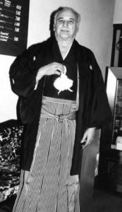photo of an old man in a kimono