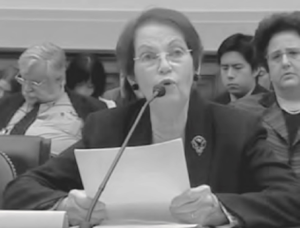 O’Herne with South Korean comfort women survivors in a hearing organized by the US House of Representatives’ Subcommittee of Asia, the Pacific, and Nonproliferation in Washington, DC, in February 2007. Source: YouTube at https://tinyurl.com/y238hdvb.