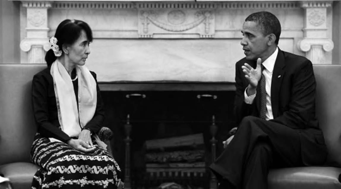 President Barack Obama meets with Burmese Opposition Leader Aung San Suu Kyi in the Oval Office.