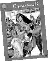 a woman in a sari illustrated on the cover of draupadi comic