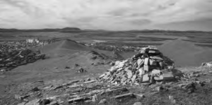 Ovoo shrine on a mountain. 