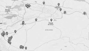 map with the locations of concentration camps in xinjiang, china