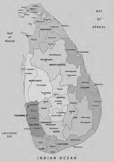 Map of Sri Lanka.