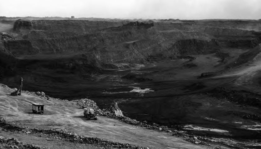 Mining site with man-made craters. 