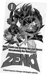 cover for zenki. it pictures two guys in armor and a woman in robes