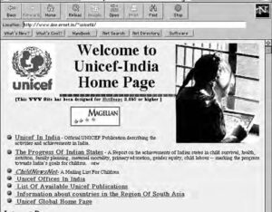 capture of the unicef-india website homepage. 