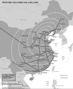 map of the proposed high-speed rail system in China