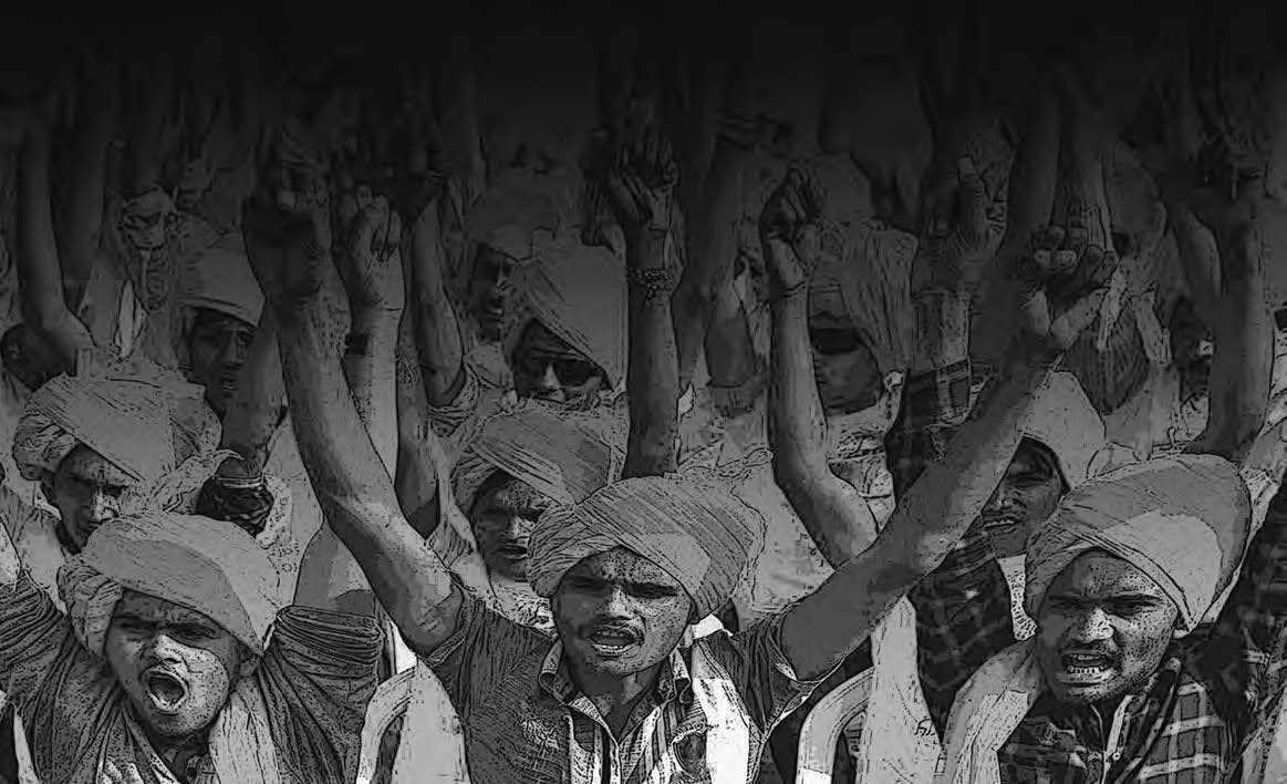 illustration of people in turbans protesting