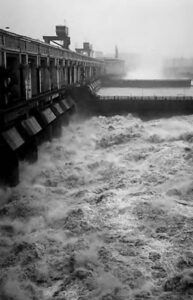 image of frothing water hitting a wall