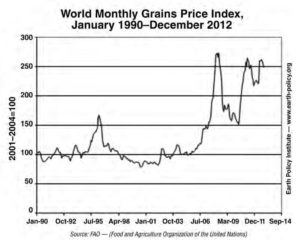 Chart of World Monthly Grains Price Index