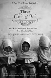 book cover for three cups of tea