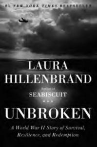 book cover for laura hillenbrand's unbroken: a world war II story of survival, resistance, and redemption
