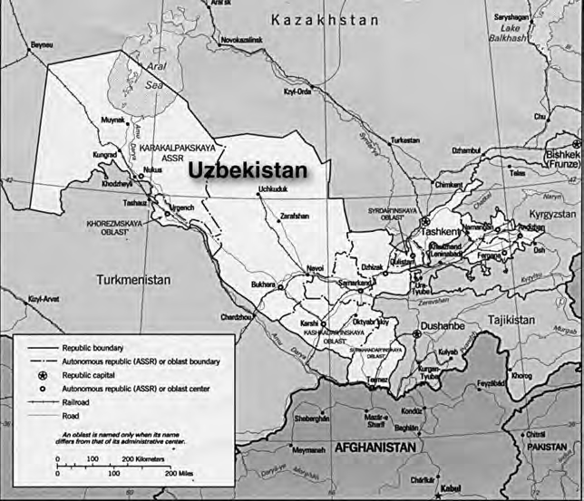 Political map of Uzbekistan. 
