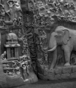 carved details with elephants and people